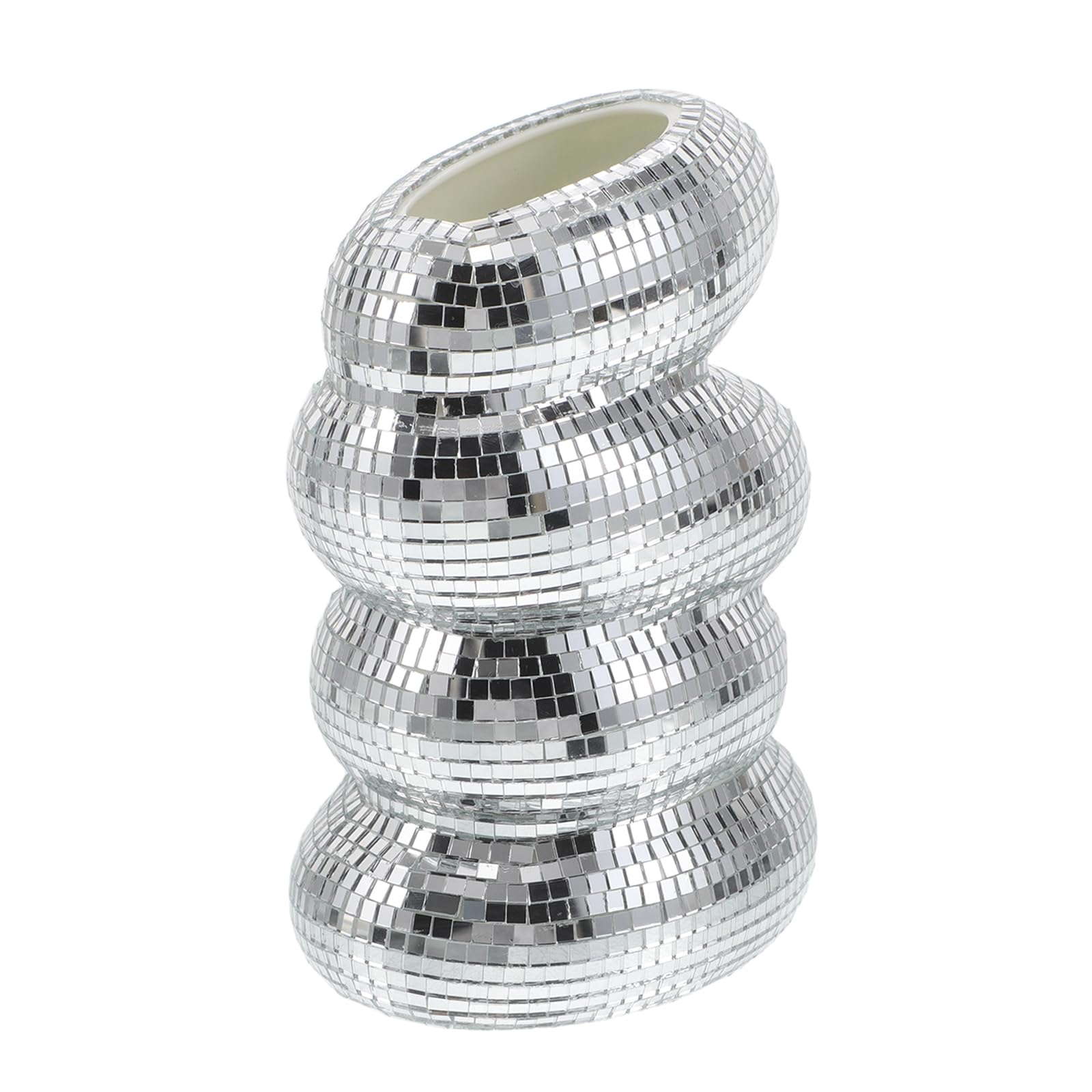 Vase miroir argenté ondulé pour fleurs décoration anniversaire et intérieur