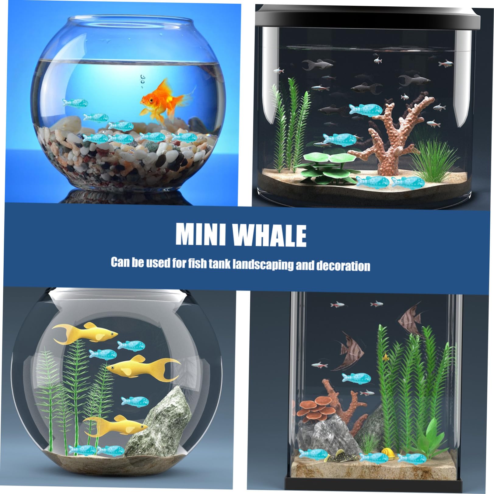 BESPORTBLE 150pièces Décoration De Poisson Aquarium Ornements Mini Whales pour Décor De Réservoir Accessoires Ludiques pour Aquarium