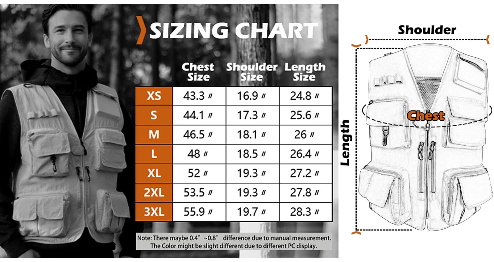 TWENPHYO Mens Lightweight Safari Travel Fishing Photography Outdoor Work Cargo Vest with Pockets(White,XL)