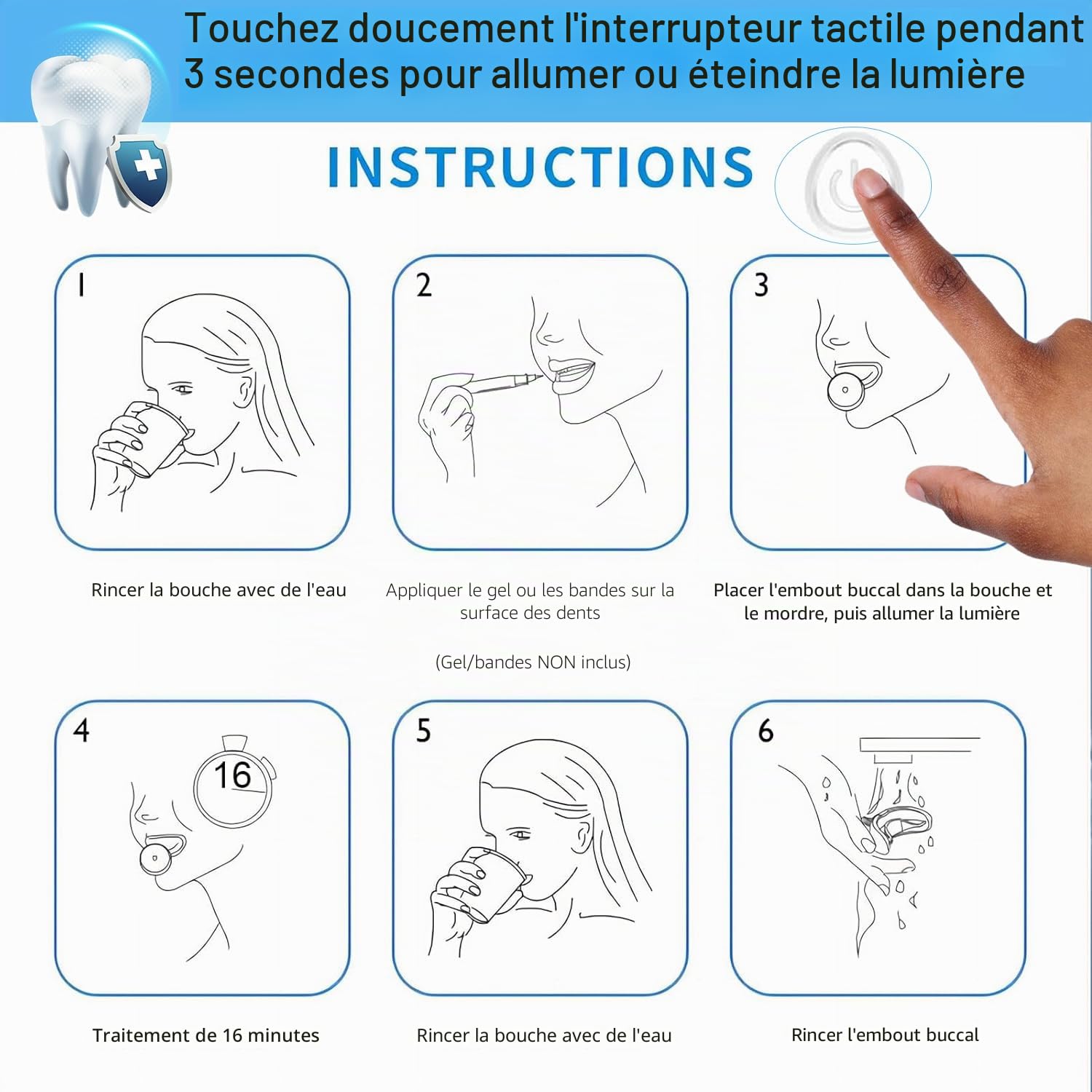 EOICCEOH Lumière de blanchiment des dents, 10 fois plus puissante lumière LED bleue connectée par USB, lumière LED sans batterie pour blanchiment des dents pour un usage domestique