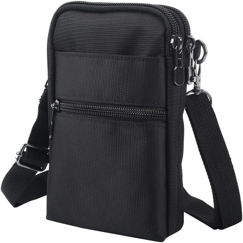 Crossbody Cell Phone Bags - RFID Blocking, Water Resistant Nylon Fanny Pack/Waist Phone Purse Pouch - Black