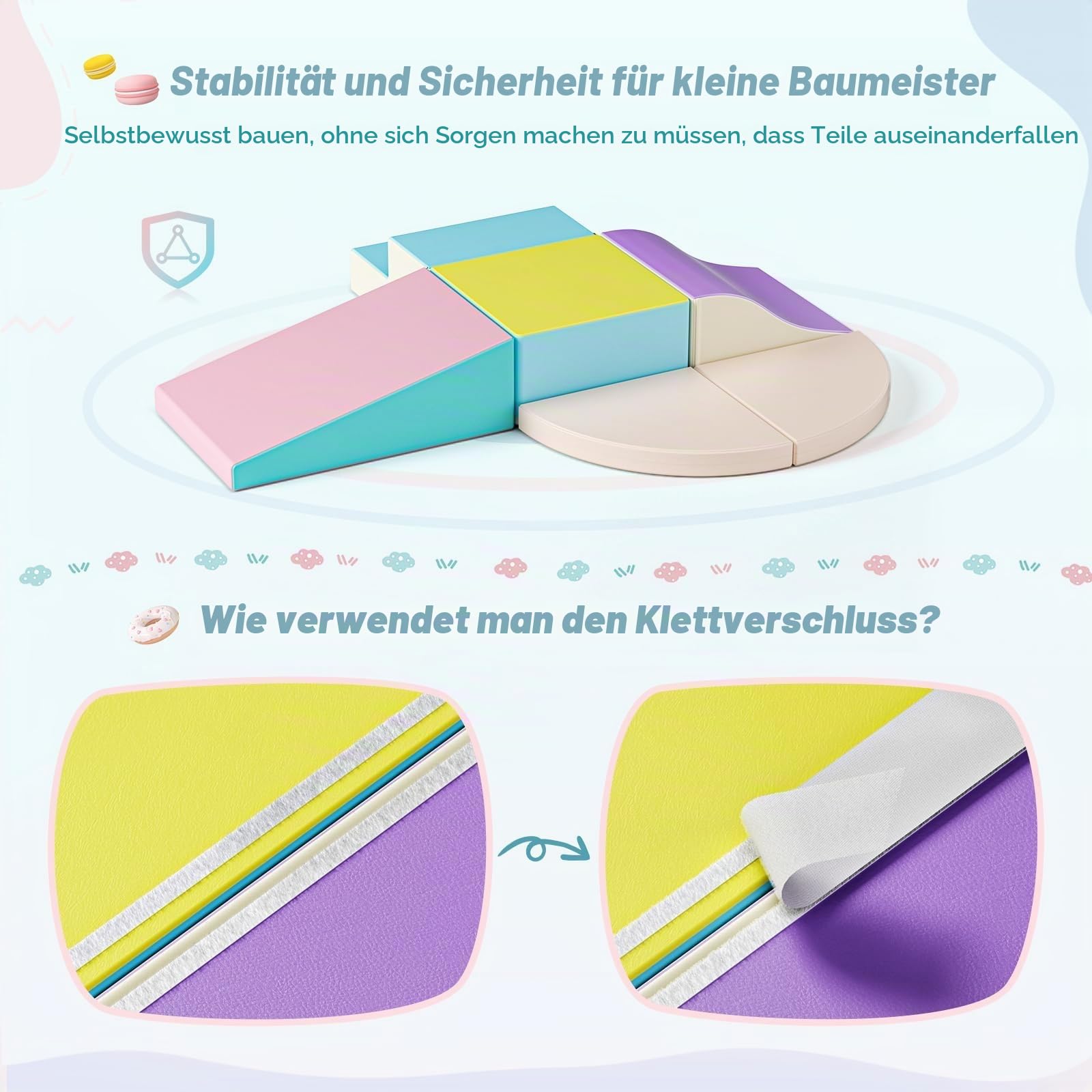 Klettersteine für Kleinkinder 6er Set Schaumstoff-Bausteine weiche Kletterblöcke für Kinder ab 1 Jahr, Stapelspielzeug zur Förderung von Balance & Koordination,Indoor Spielzeug für Zuhause