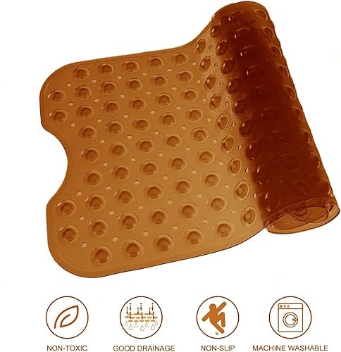 Vista 58 de Alfombrillas para bañera de ducha, extra largas, antideslizantes, de 39 x 16 pulgadas, con orificios de drenaje y ventosas, lavable a máquina