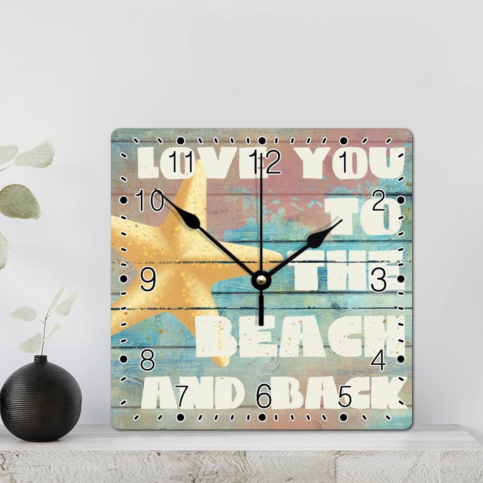 Horloge murale plage rustique et silencieuse pour la cuisine
