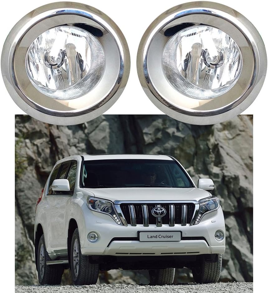 IDIYA New Replacement for 2014-2016 Land Cruiser Prado Car Styling 12V 19W Halogen Bulb Front DRL Daytime Fog Lights Daylight Running Lamps Day Light Grills Grille Assembly (1 Sets)