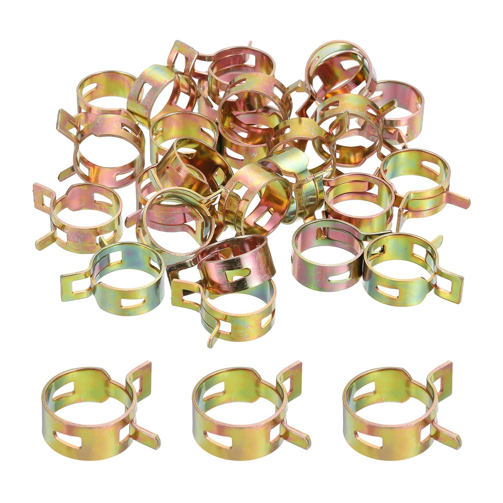 sourcing map ID 19mm 3/4inch Fuel Line Hose Clips, Pipe Clamps, Spring Hose Clamp,Low Pressure Air Clamp, Water Pipe Air Tube Vacuum Hose Clamp Fastener Pack of 30(Rose Gold)