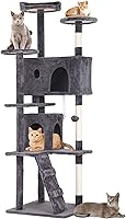 Vista 19 de BestPet Torre Árbol para Gatos de 70" Beige Resistente, Fácil de Ensamblar, Centro de Actividades Multinivel con Postes Rascadores de Sisal