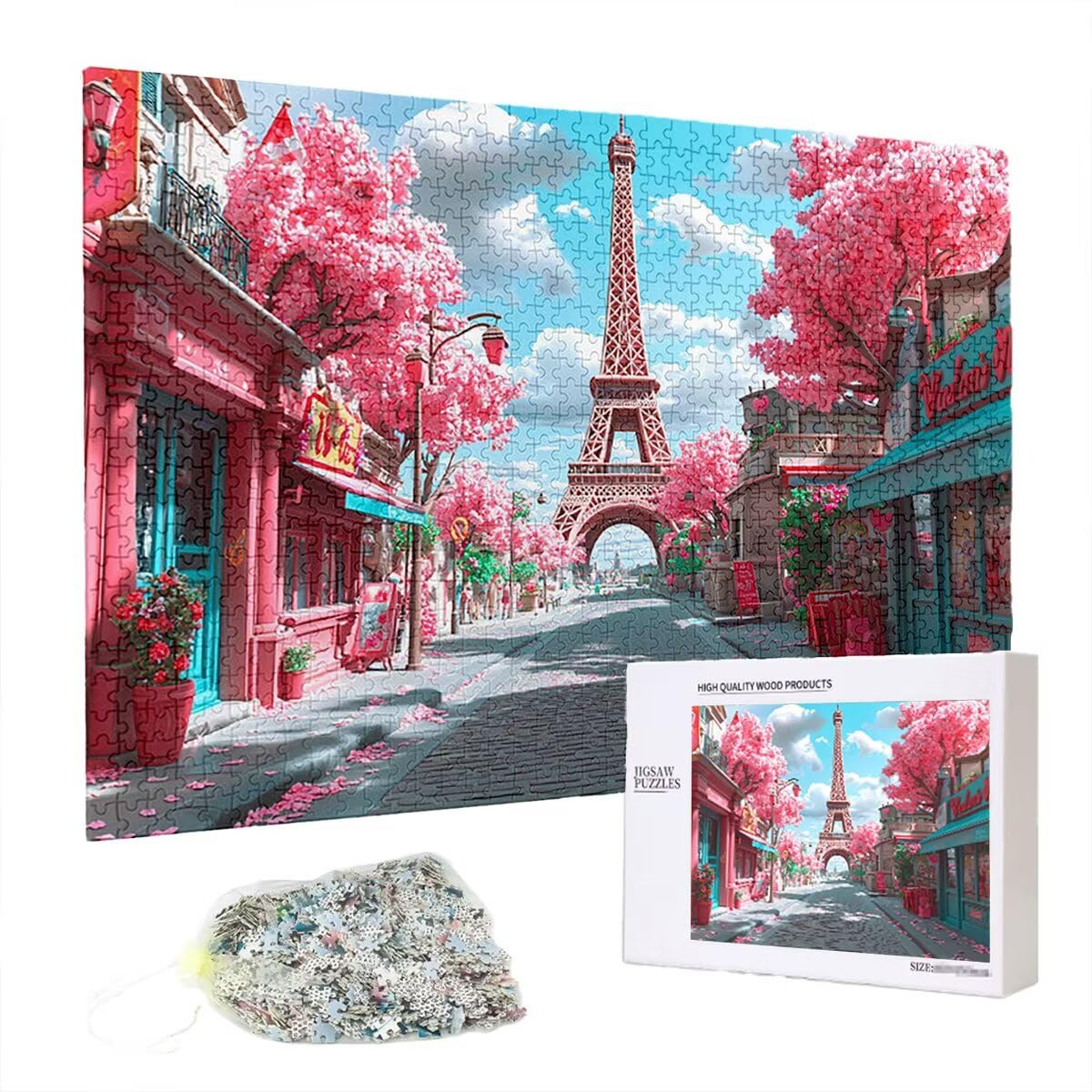 Puzzle 3000 elementów, Paryż, krajobraz, 3000 elementów, drewniane puzzle dla dorosłych, trudna łamigłówka, gra logiczna dla całej rodziny, drewniane puzzle do dekoracji salonu, na prezenty, R-12