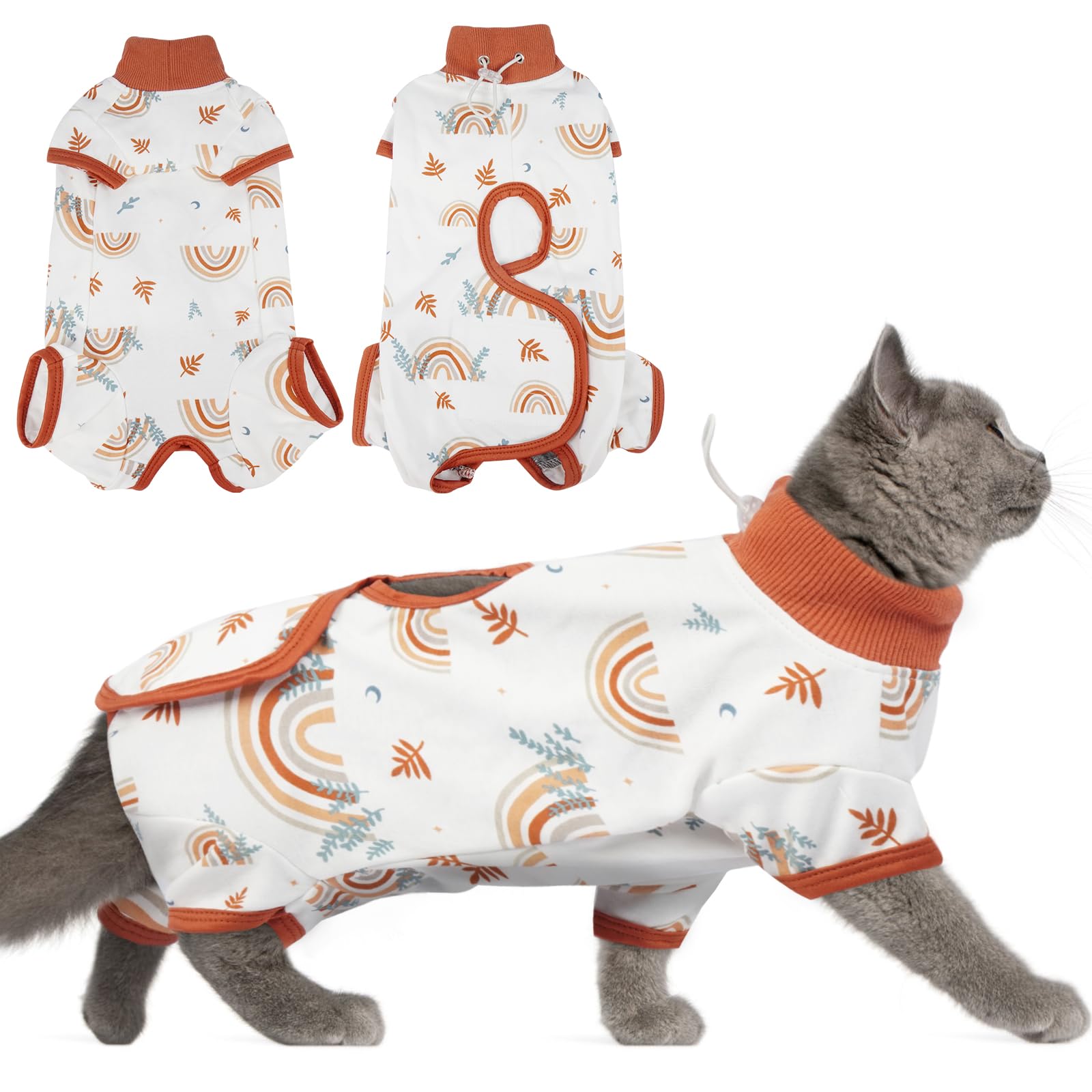 DENTRUN Cat Surgery Recovery Suit Female Male, Soft Cone Alternative Onesie