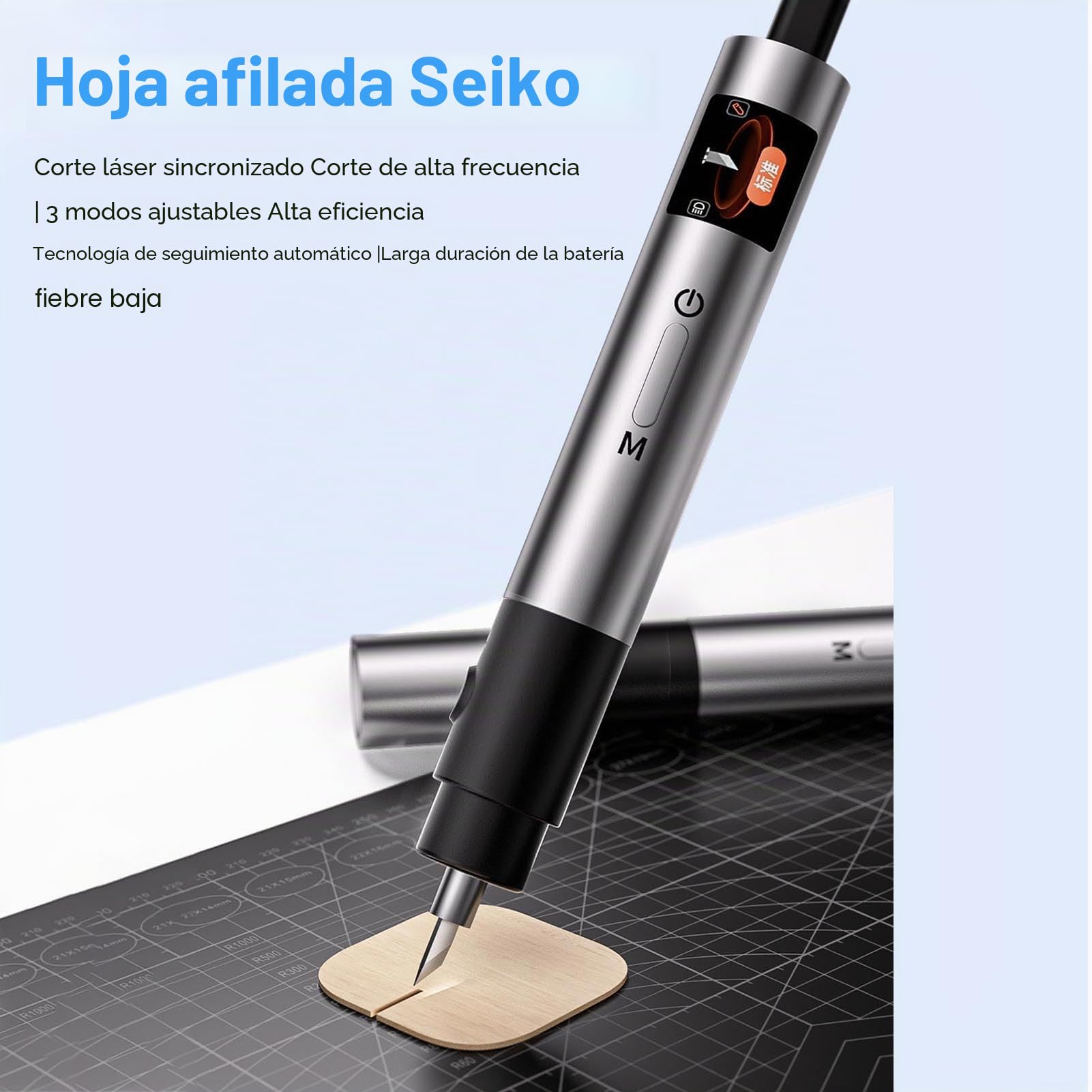 CCYLEZ Cortador Ultrasónico, 40 KHz, 3 Velocidades Ajustables con Punta de Hoja de Aleación, Cuchillo Ultrasónico, para Impresión 3D, Cuero de Fibra de Carbono PCB de Plexiglás (FS-S1)