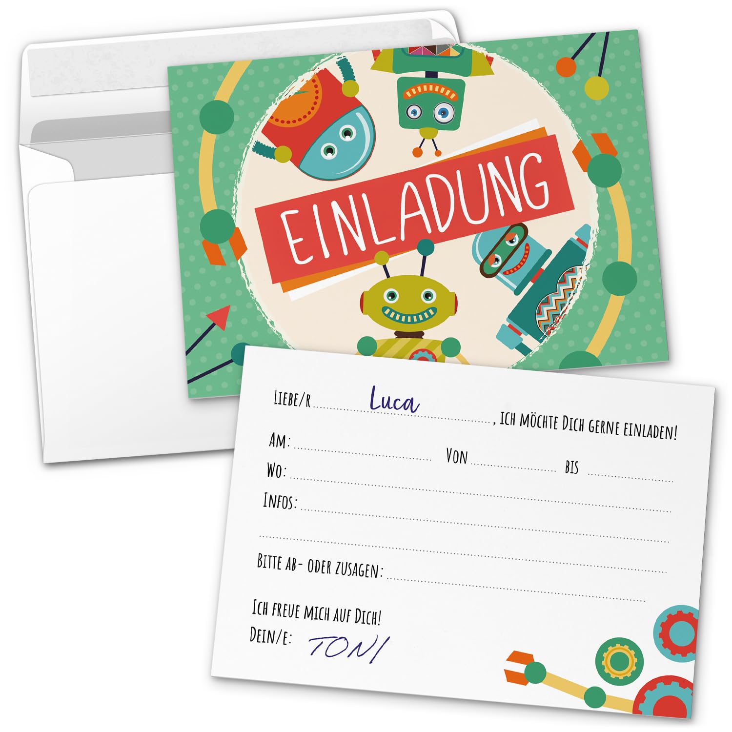 20 Einladungskarten Mit Umschlägen - Für Geburtstagsparty, 10x15 Cm