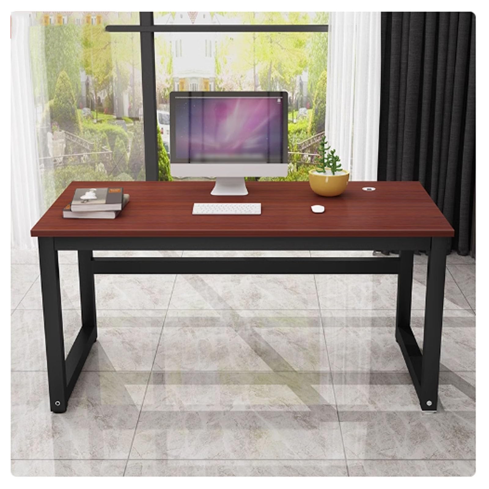 Generisch Moderner Chefschreibtisch, Schlichter Industrie-Computertisch für Zuhause und Büro, 99,9 x 60,4 cm Schreibarbeitsplatz aus Teakholz – stilvolle Schlafzimmer- und Büromöbel