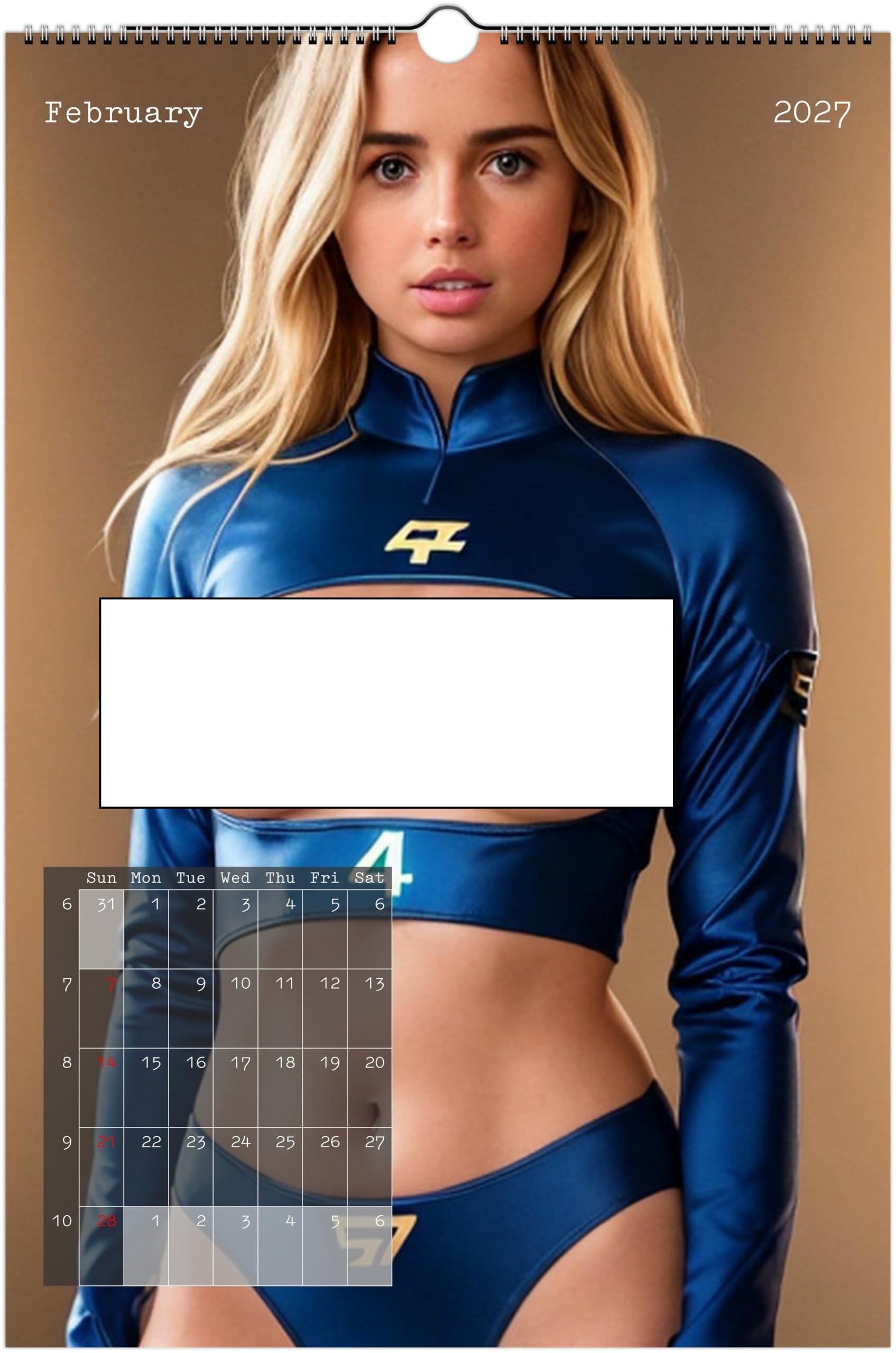 Calendario da Parete 2026, Cosplay Donna Invisibile Nuda, 12 Mesi
