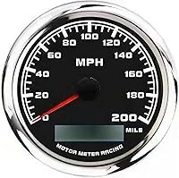 Vista 8 de MOTOR METER RACING W Pro 85mm 3-3/8" Velocímetro GPS Digital Odómetro 200 MPH/300 KMH Impermeable Dial Blanco LED Rojo para Coche Camión Marino