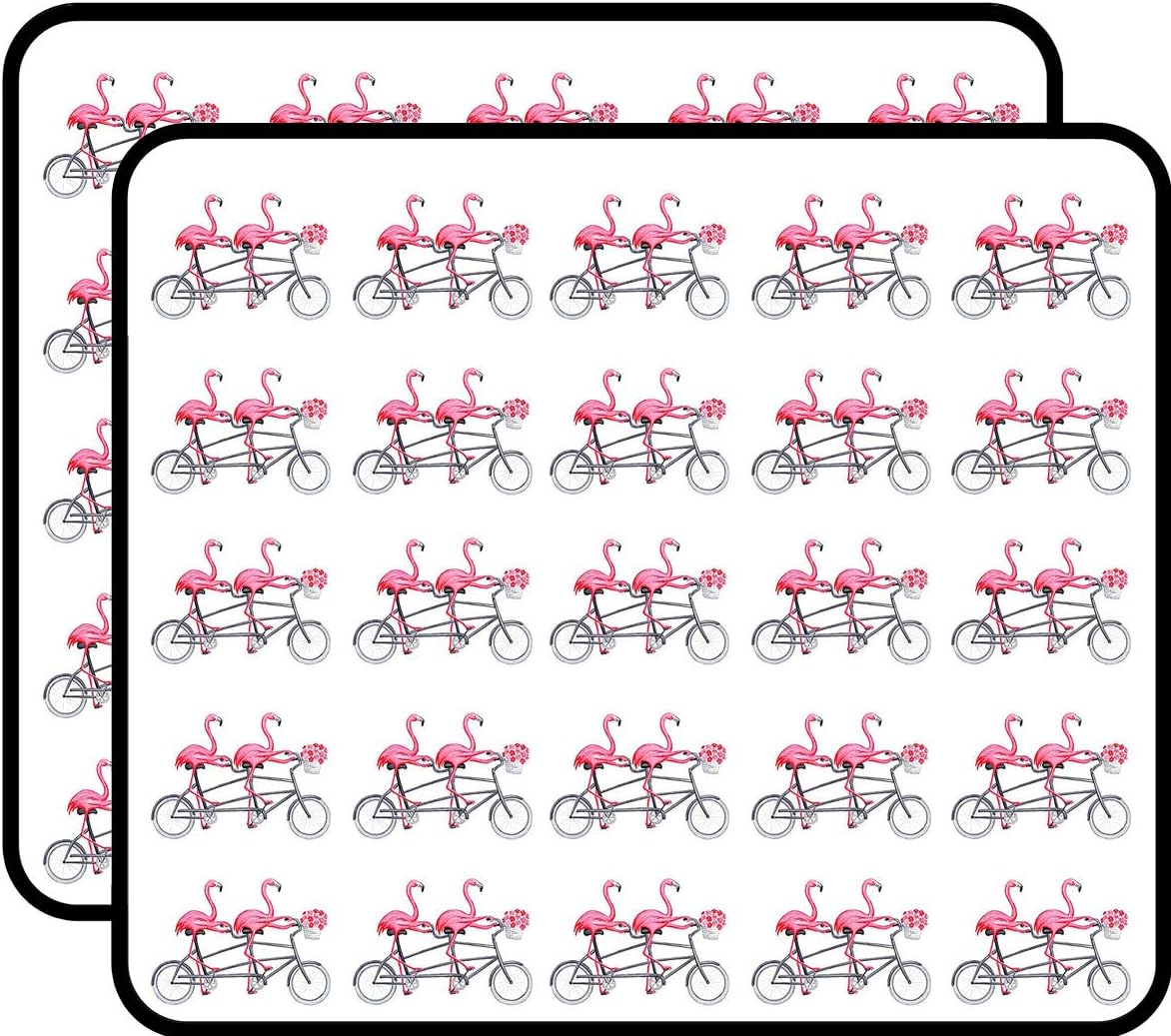Pink Flamingos on Tandem Bicycle 50 Pack 1-Inch Retro Stickers for Scrapbooking, Journals, Planners, Laptops, Phones and Water Bottles