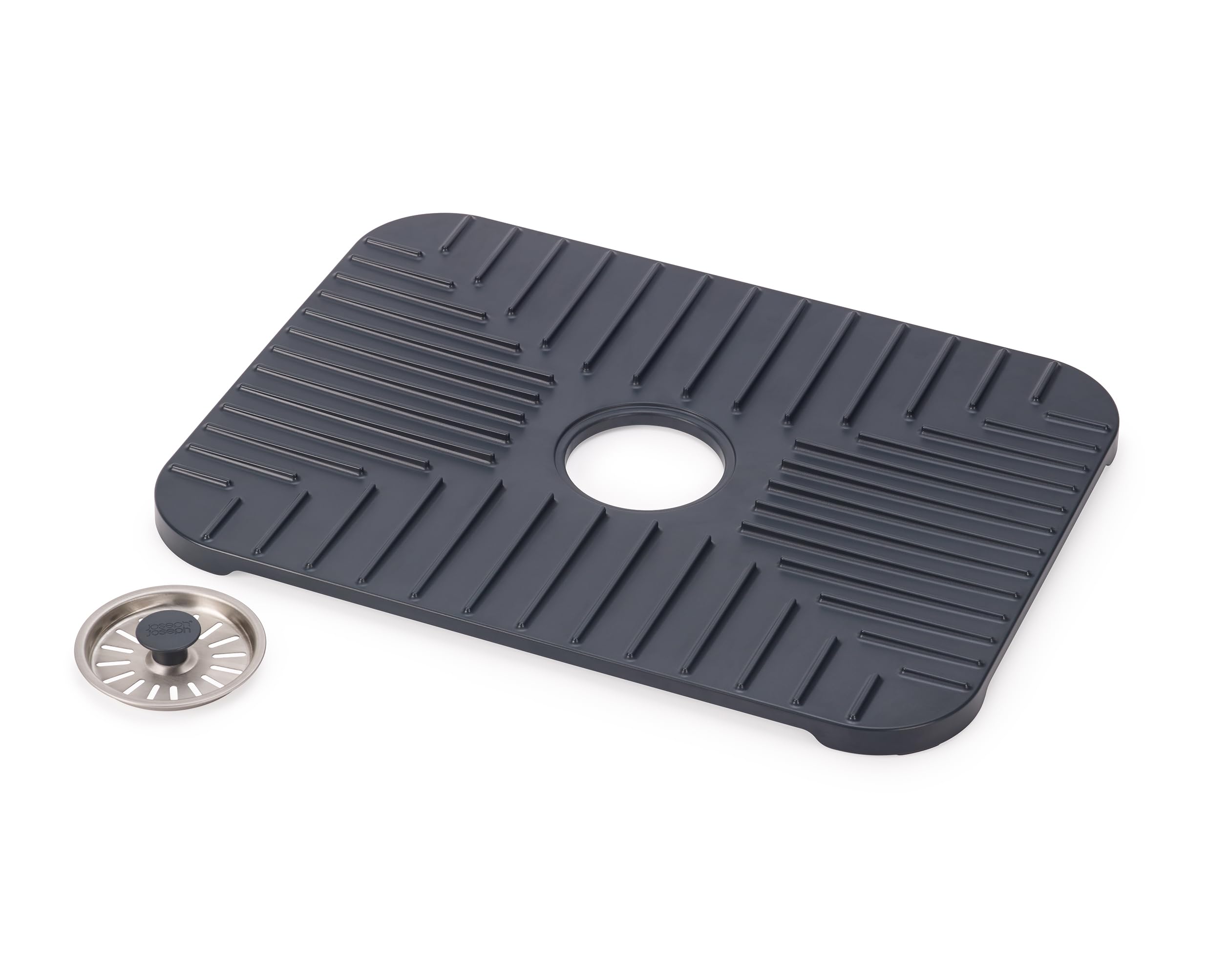 Joseph Joseph SinkShield Sink Saver Mat with Draining Plug, Protects Sink, Glasses, Dishes, Removable Plug, Non-Slip - Image 2