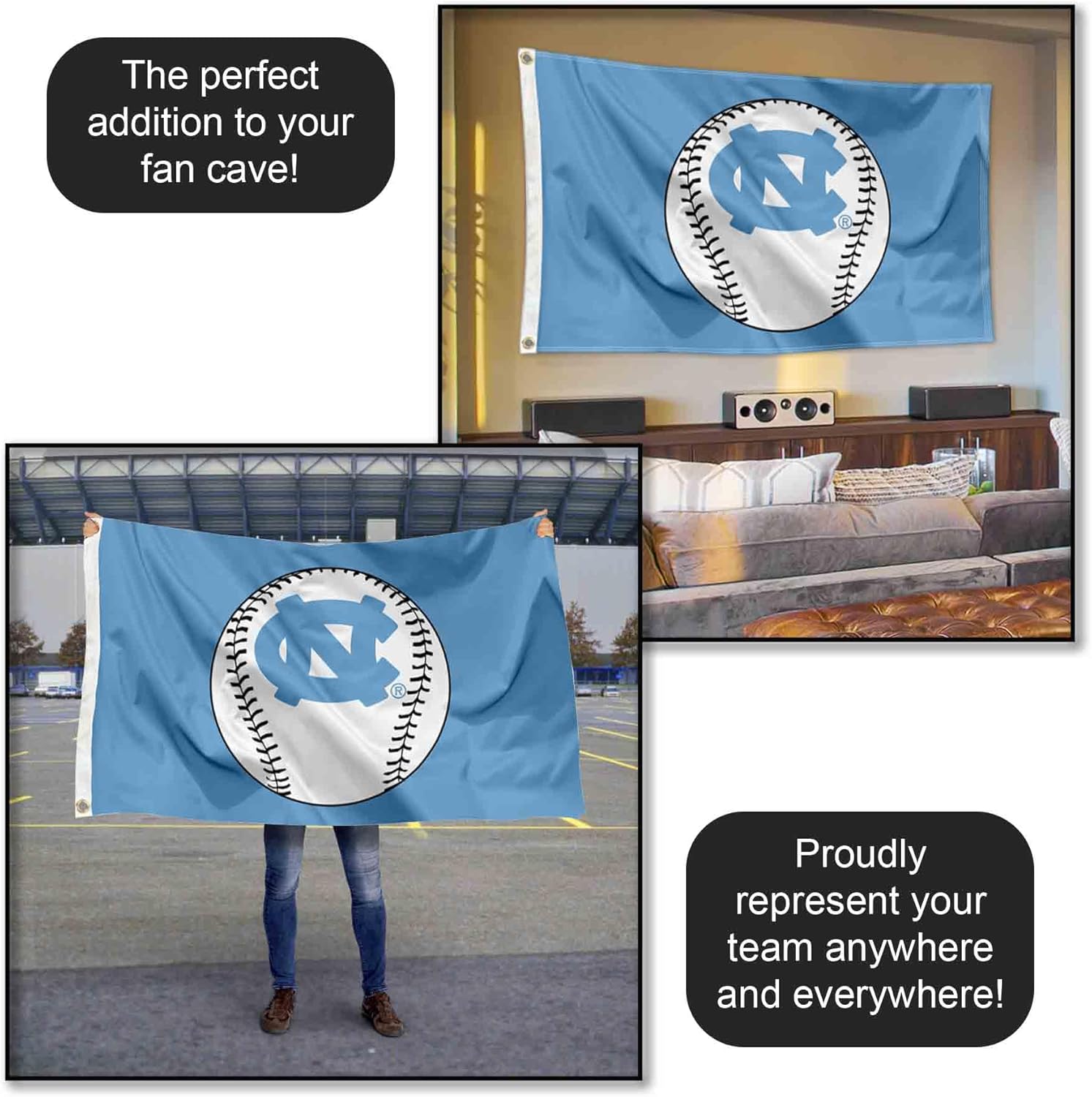 UNC Tar Heels Baseball Large Grommet Banner Flag