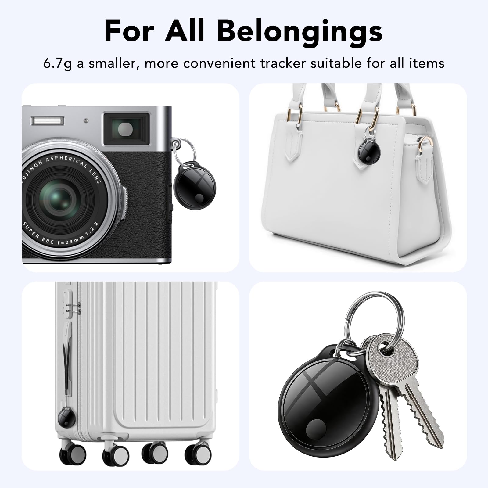 Air Tracker Tag 4 pezzi Nero GPS Tracker Bluetooth Compatibile con Apple Dov'è Localizzatore Chiavi