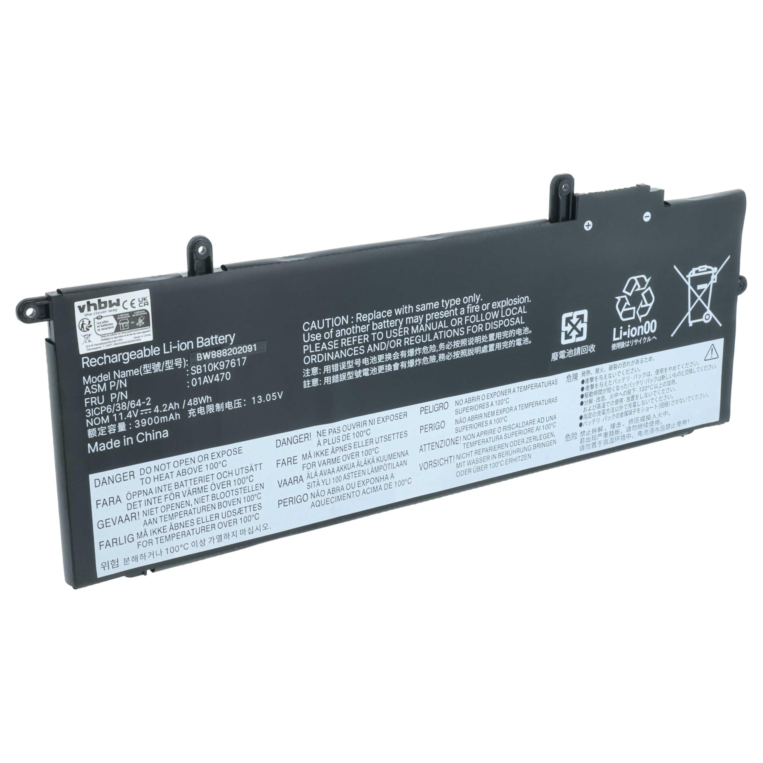 vhbw Batería Compatible con Lenovo ThinkPad X280 (20KFA001CD), X280 (20KFA002CD) Notebook (4050 mAh, 11,46 V, Li-Poli)
