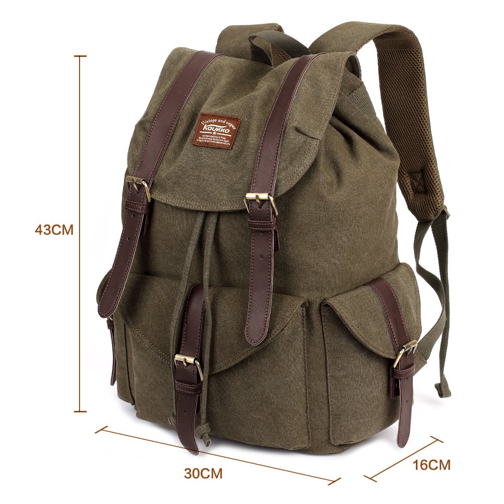 KAUKKO Annata Tela di viaggio un'escursione zaino di campeggio Escursionismo Bag per gli sport esterni svago Daypacks Sports Freizeit Daypacks (Army green)