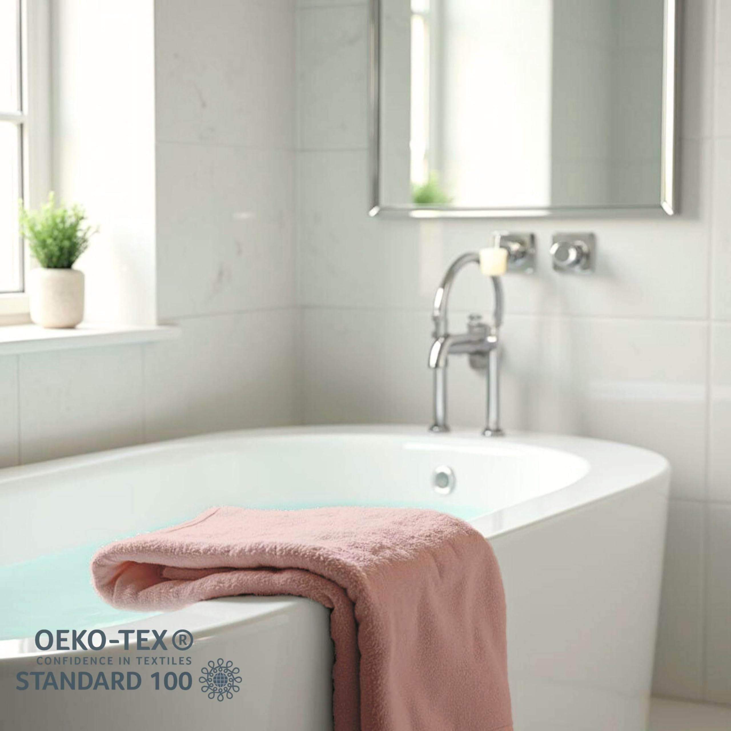 TRAMAS+ Juego de Toallas Premium 700gr de 6 Piezas, 100% Algodón, 4 Toallas de Mano 50x100 cm y 2 Toallas de baño de 70x140cm, Extra Suaves, Secado Rápido, Alta Absorción - Rosa Palo