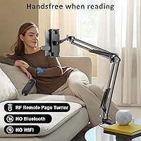 Vista 2 de Soporte de metal para tableta de lectura Kindle con clic automático, fácil de ajustar, manos libres, soporte de brazo de escritorio para accesorios