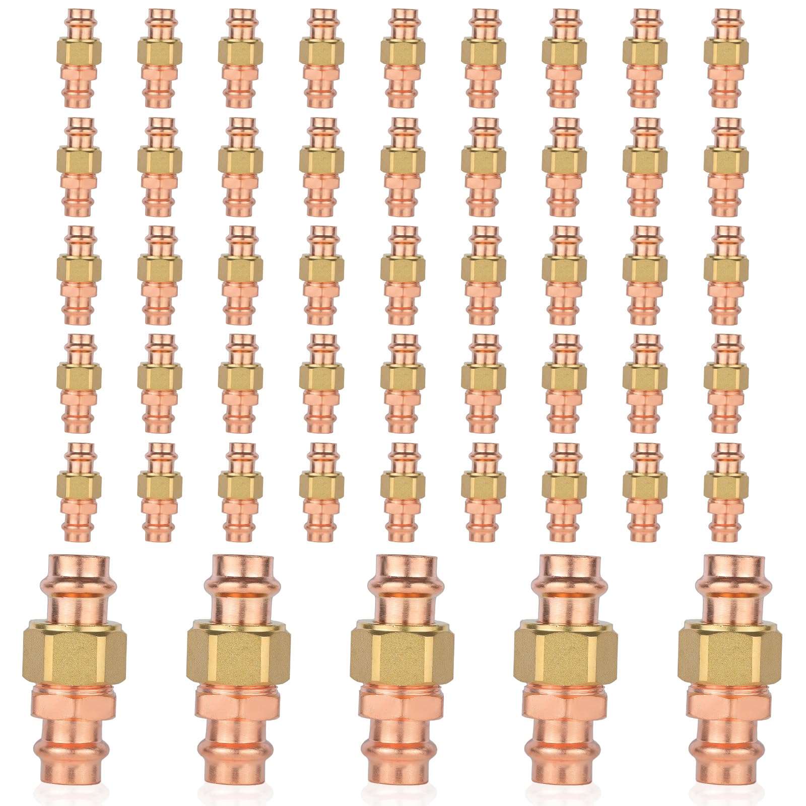 (Paquete de 50) Conectores de unión de Cobre a presión GUOFIS, Acoplamiento de presión de 1/2", Acoplamiento de Cobre de unión de presión LF (PRESS068-50Pack)