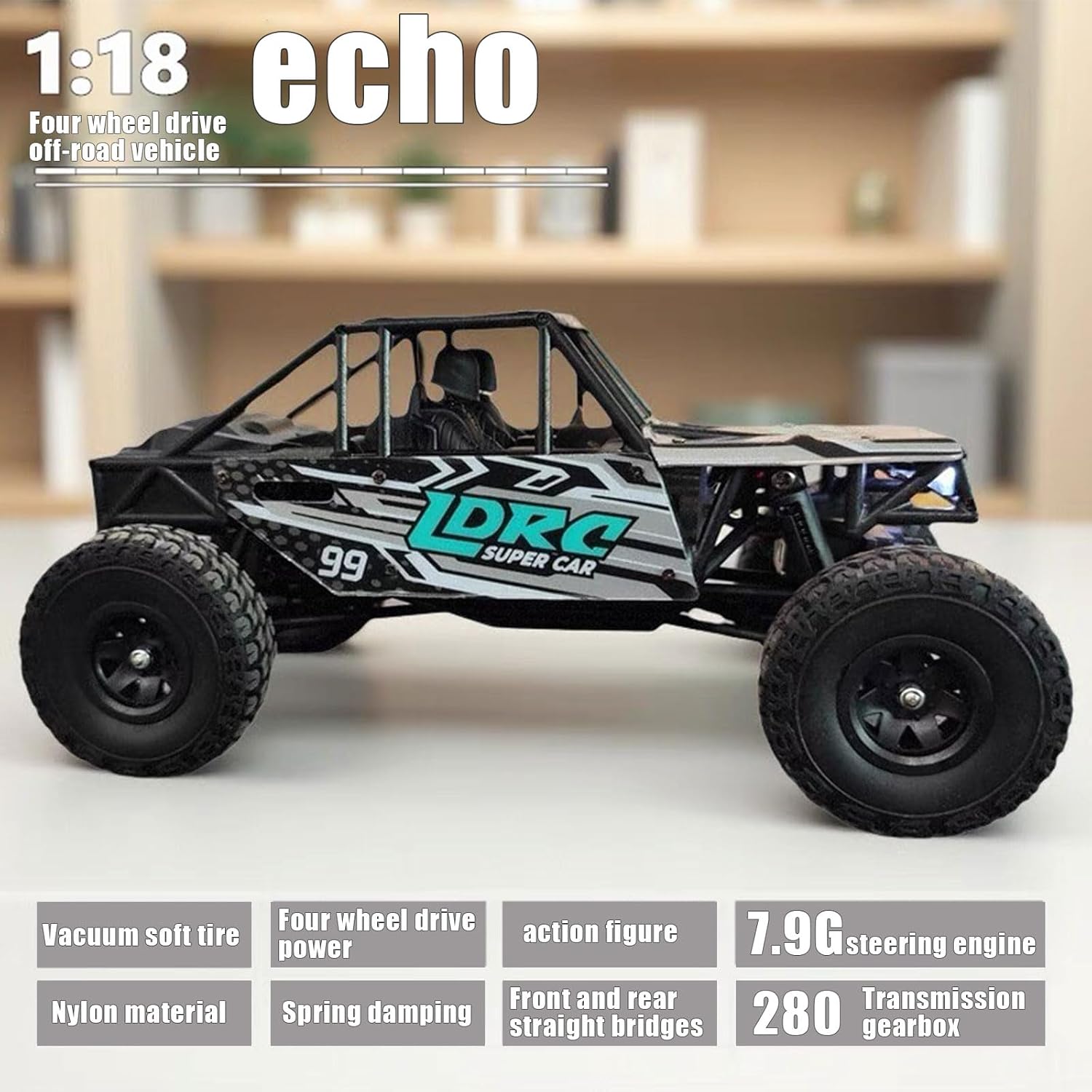 LDRC 18499 RC Climbing Car 1/18 Full Proportion Rc Offroad 4x4 Crawler Pipe Rack Vehicle Cars Model RTR (Blue)