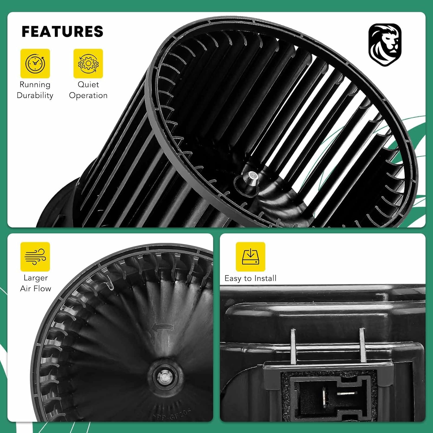 A/C Heater Blower Motor Fan Assembly for Nissan 2013-2018 Sentra L4 1.8L, Sedan, 2017-2018 Sentra L4 1.6L, Front Side