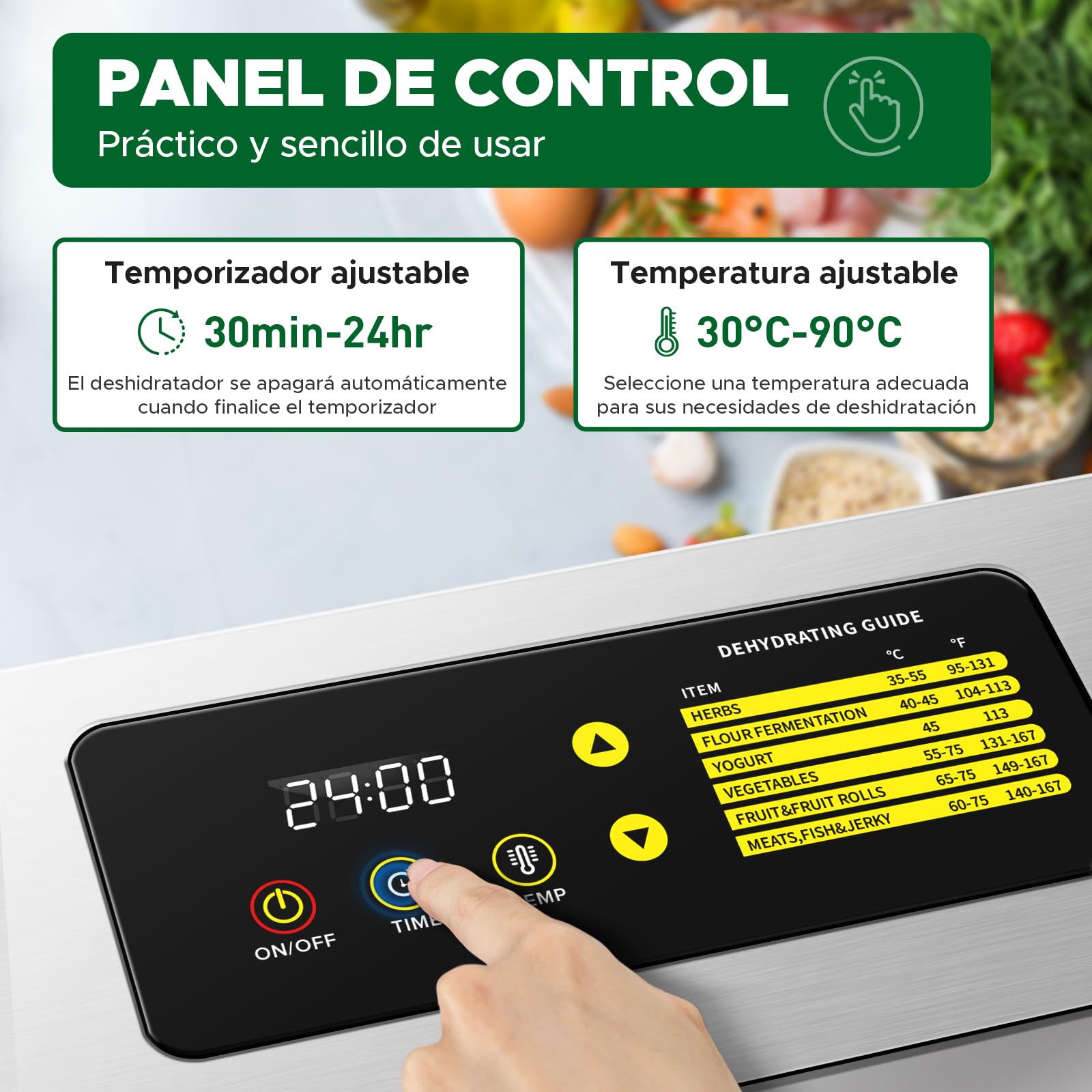 Kwasyo Deshidratador Alimentos 15 Bandejas Inox, 1200W Doble Ventilador, para Carne, Fruta, Snacks Perros, Hierbas, Temp. Ajustable 90°C, Temporizador 24H, Ventanas Múltiples, Secado Potente