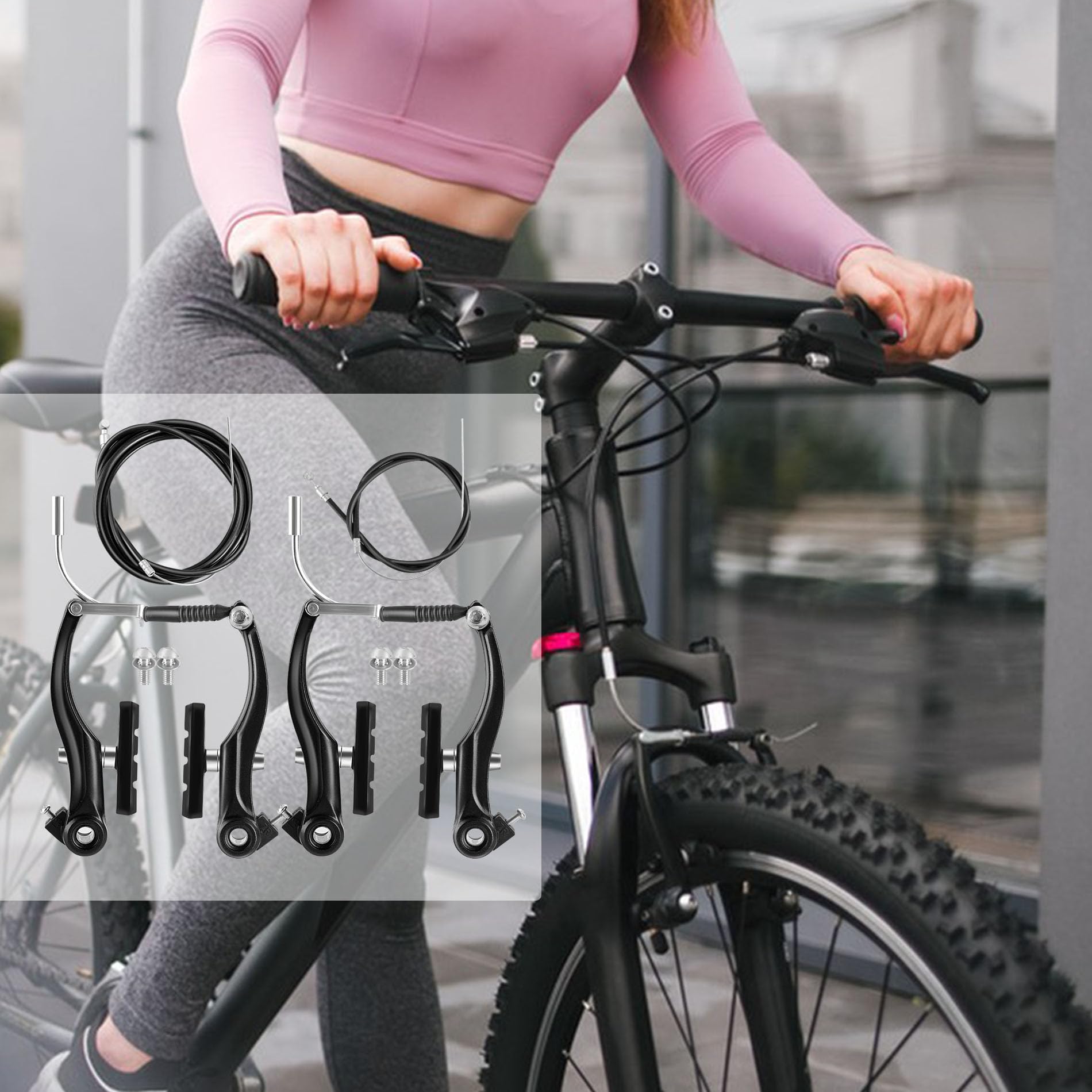 Kit Frein Vélo Universel Hmfmdy - Freins VTT Avant/Arrière + Câbles + Outils - Pour Most Bikes