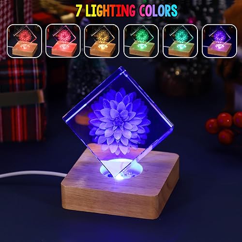 Miniatura 4 de Facmogu Soporte de exhibición de luces multicolor con fuente de alimentación de 5 V CC, base de pantalla LED de madera con 6 LED, base de luz de