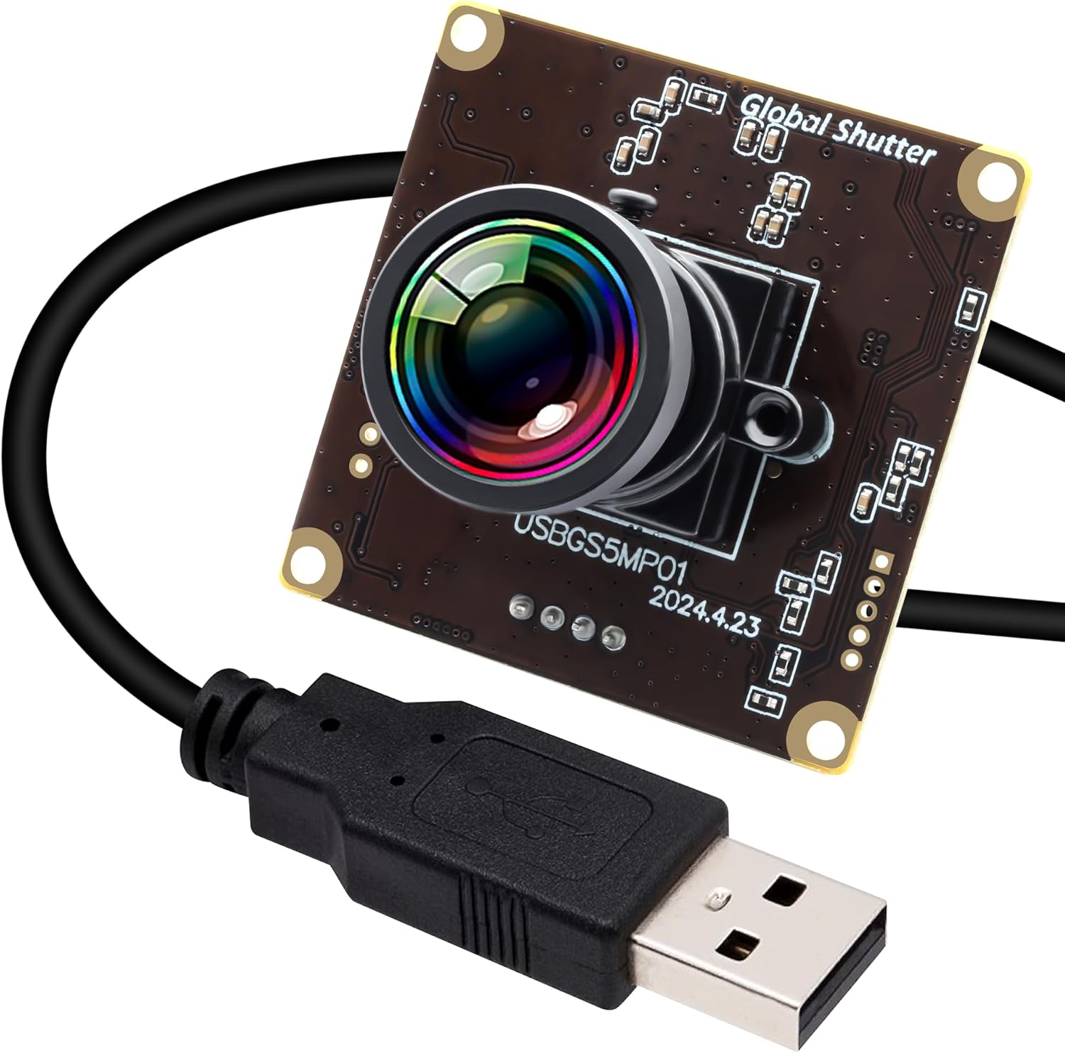 Global Shutter USB Camera Module for Laptop 60fps High Speed PC CAMERA Wide Angle 120degree Low Distortion Lens Webcam Board Mini UVC USB2.0 Lightburn Webcamera for Laser Engraver 5mp 50fps USB Cam