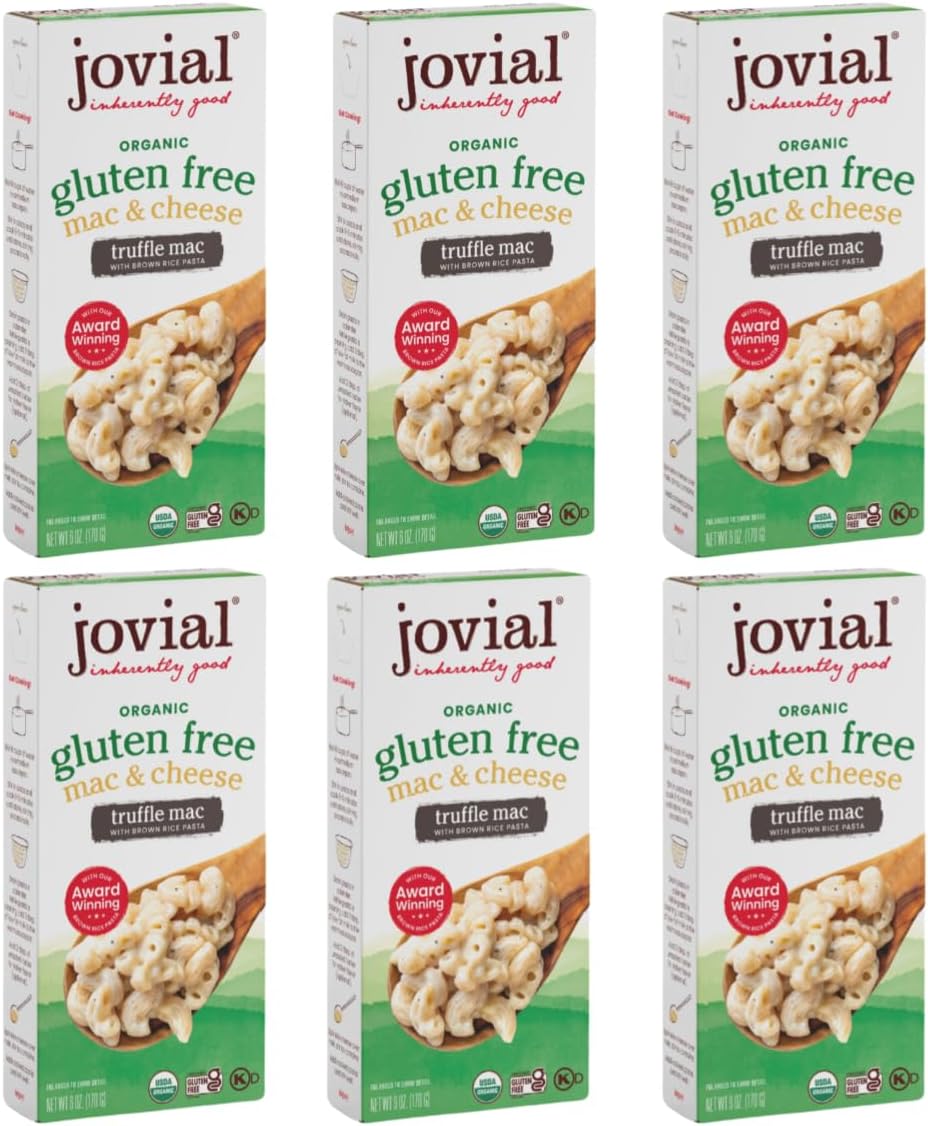 Jovial Organic Gluten Free Truffle Mac and Cheese - Whole Grain Pasta, Organic Pasta, Truffle Macaroni and Cheese, Gluten Free, Award Winning Taste, Made in Italy - 6 Oz (Pack of 6)
