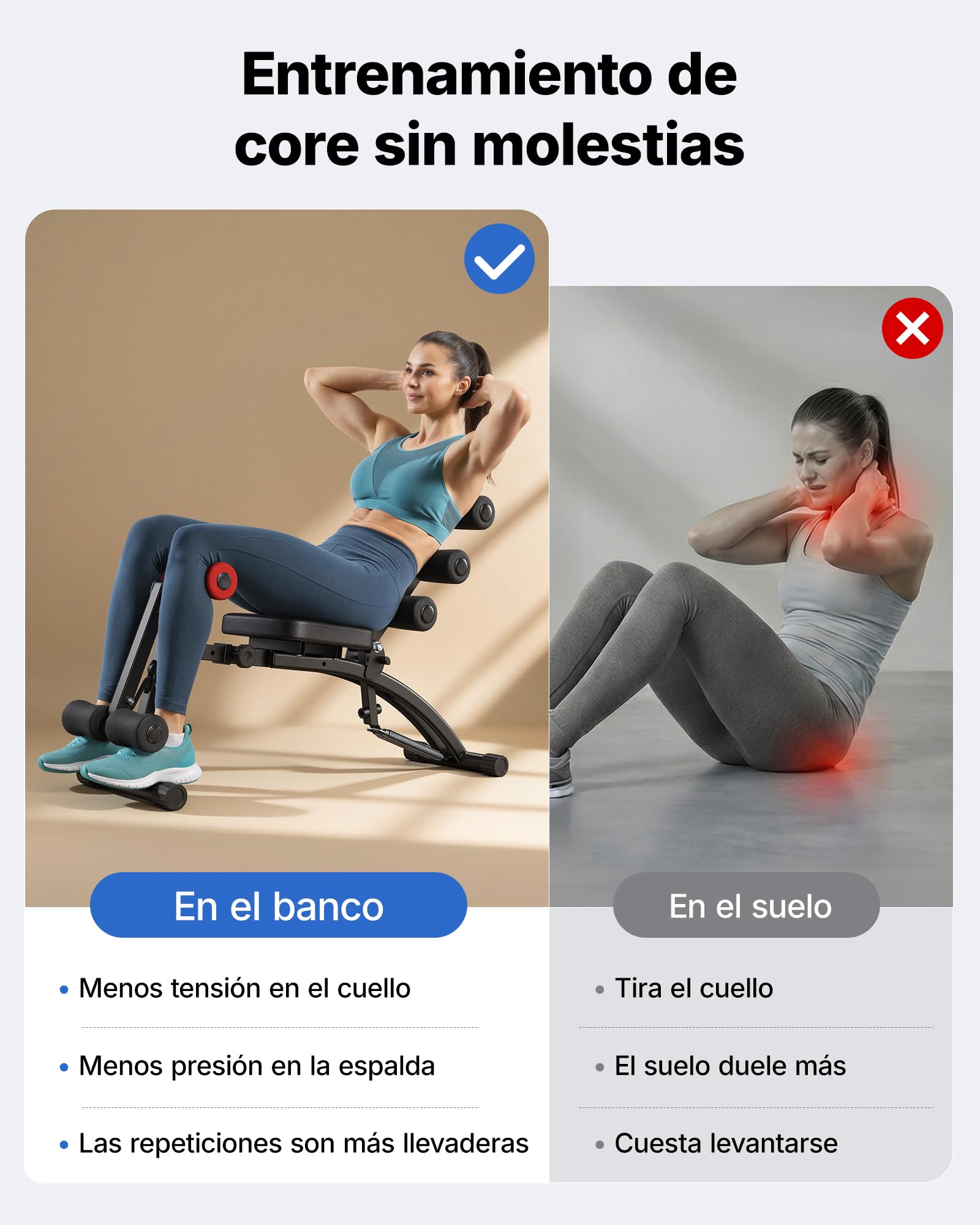MERACH Máquina de Abdominales, Banco de Abdominales Ajustable para Gimnasio en Casa para Cintura Abdomen Caderas Piernas, Máx 136KG, para Abdominales/Bicicleta Aérea/Giros/Elevaciones de Piernas