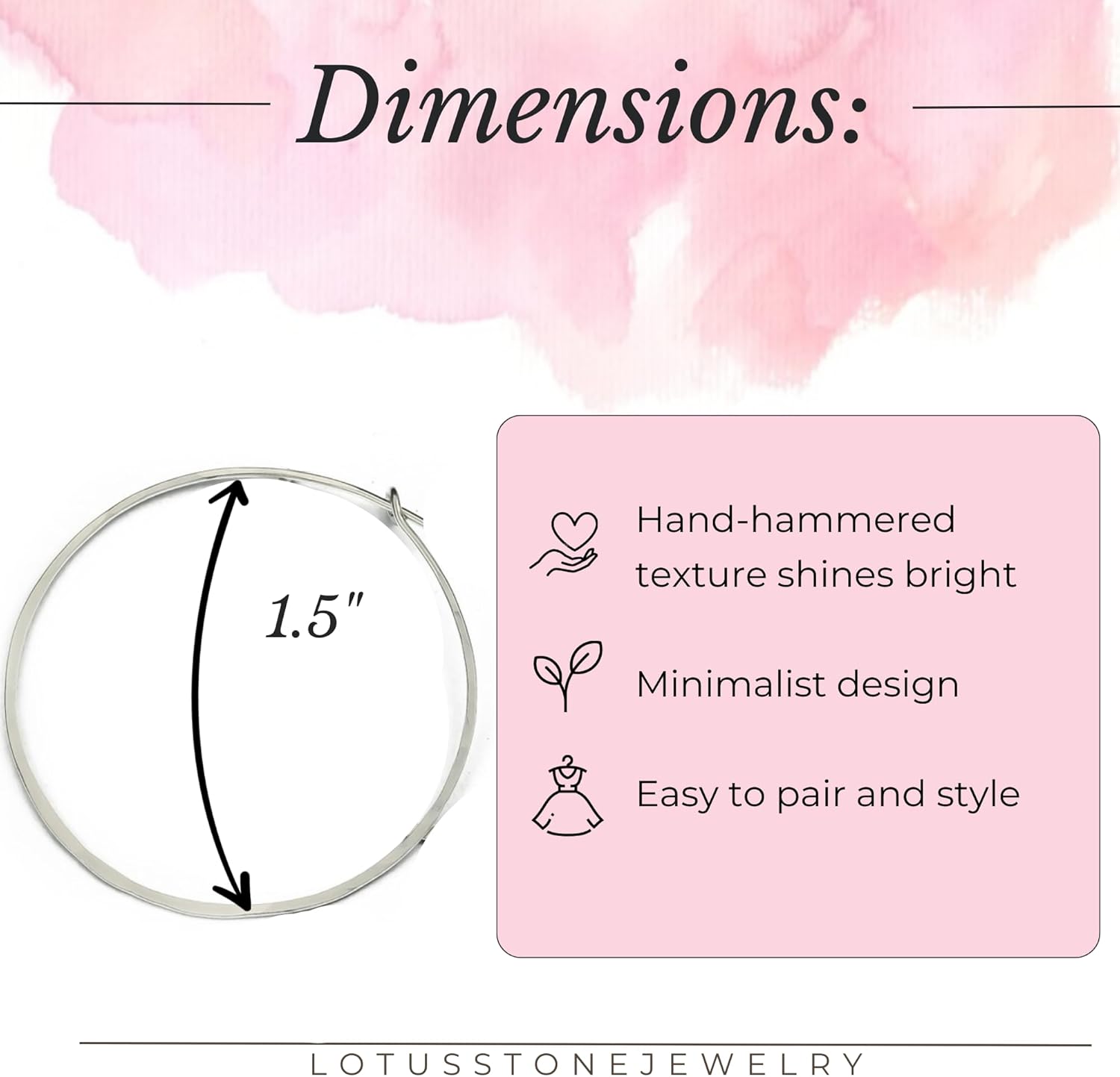 Thin Hammered Hoop Earrings, Elegant Geometric Solid Sterling Silver, Gold Filled, and Rose Gold Filled; for Women by Lotus Stone Jewelry - Image 4