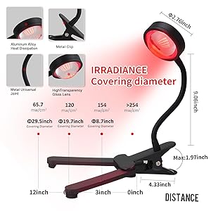 WTINTELL Red Light Therapy for Face, 40 LEDs 660nm LED Red Light Therapy Light with Clip, Suitable for Home Skin Care and Relieving Chronic Pain.