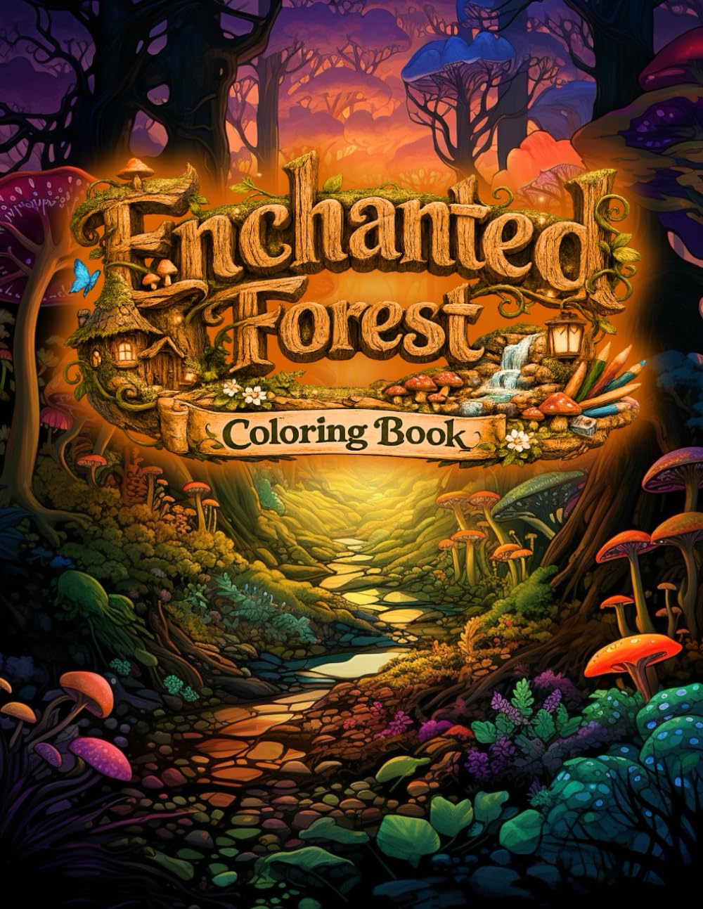 Enchanted Forest Coloring Book: Beautiful Forest Scenes with Trees, Paths, Flowers, Mountains, and Peaceful Nature Views for Relaxation