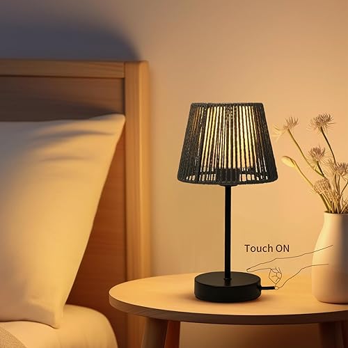 Miniatura 31 de Juego de 2 lámparas táctiles para mesita de noche, pequeña lámpara de mesa moderna para dormitorio, sala de estar, mesita de noche, lámpara
