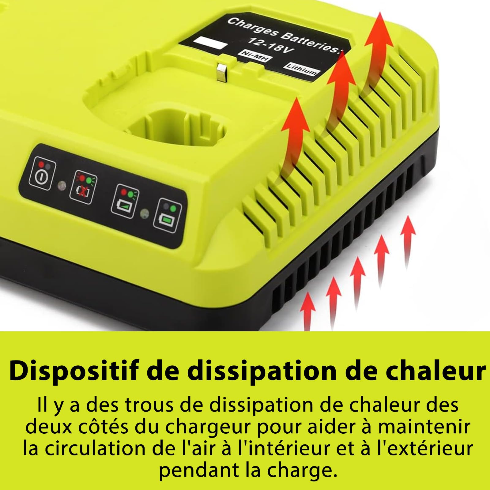 ENERGUP P117 Chargeur pour Ryobi Batterie 18V One+ P108 P107 P104 P105 P102 P103 P117 P118 pour Ryobi Chargeur Batterie Li-ION/Ni-Mh/Ni-CD