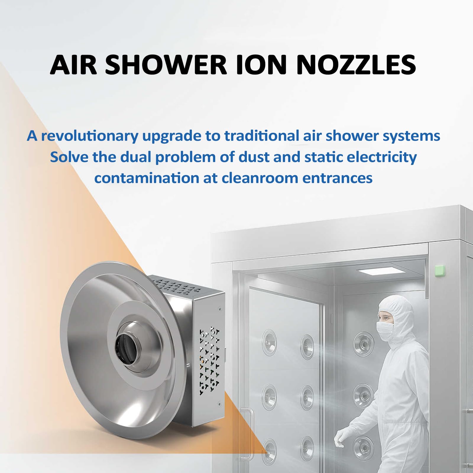 Air Shower Antistatische Ionisatordüse, statischer Eliminator zur Staubentfernung, Präzisionsfertigung, Luft- und Raumfahrt, vielseitige Anwendungen