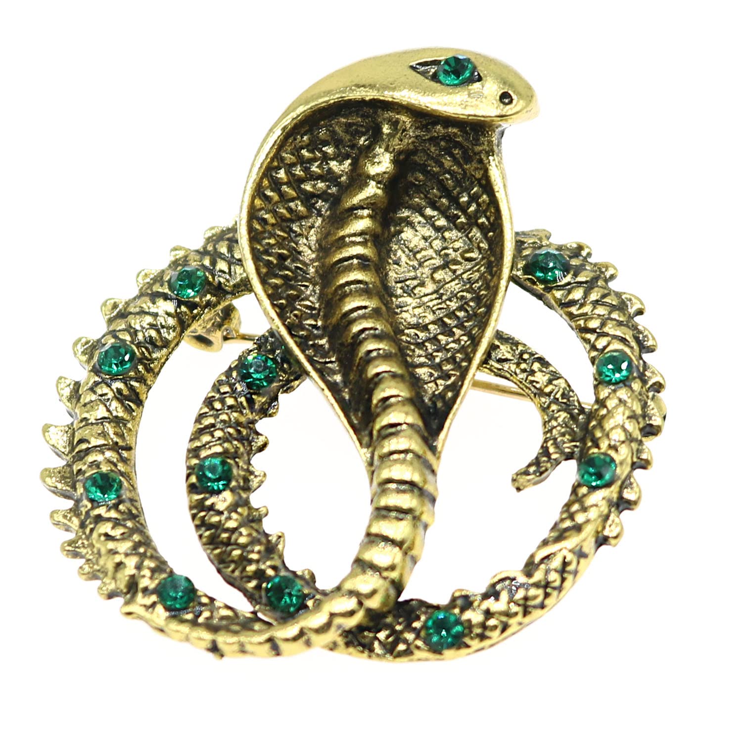 Retro Crystal Snake Brooch Gold Plated Cobra Animal Corsage Suit Jacket Brooch Pin Fashion Jewelry for Men Husband Gifts(Ophidian)