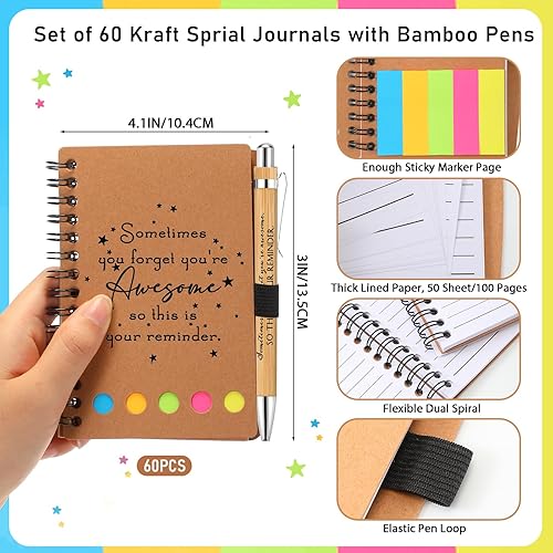 Miniatura 2 de 20 juegos de agradecimiento a los empleados, regalos de agradecimiento inspirador, cuaderno en espiral con bloc de notas adhesivas, bolígrafo