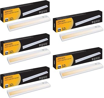 Ansen Hardwired Under Cabinet Lighting, 5 Packs of 12inch LED Light for Kitchen/Closet