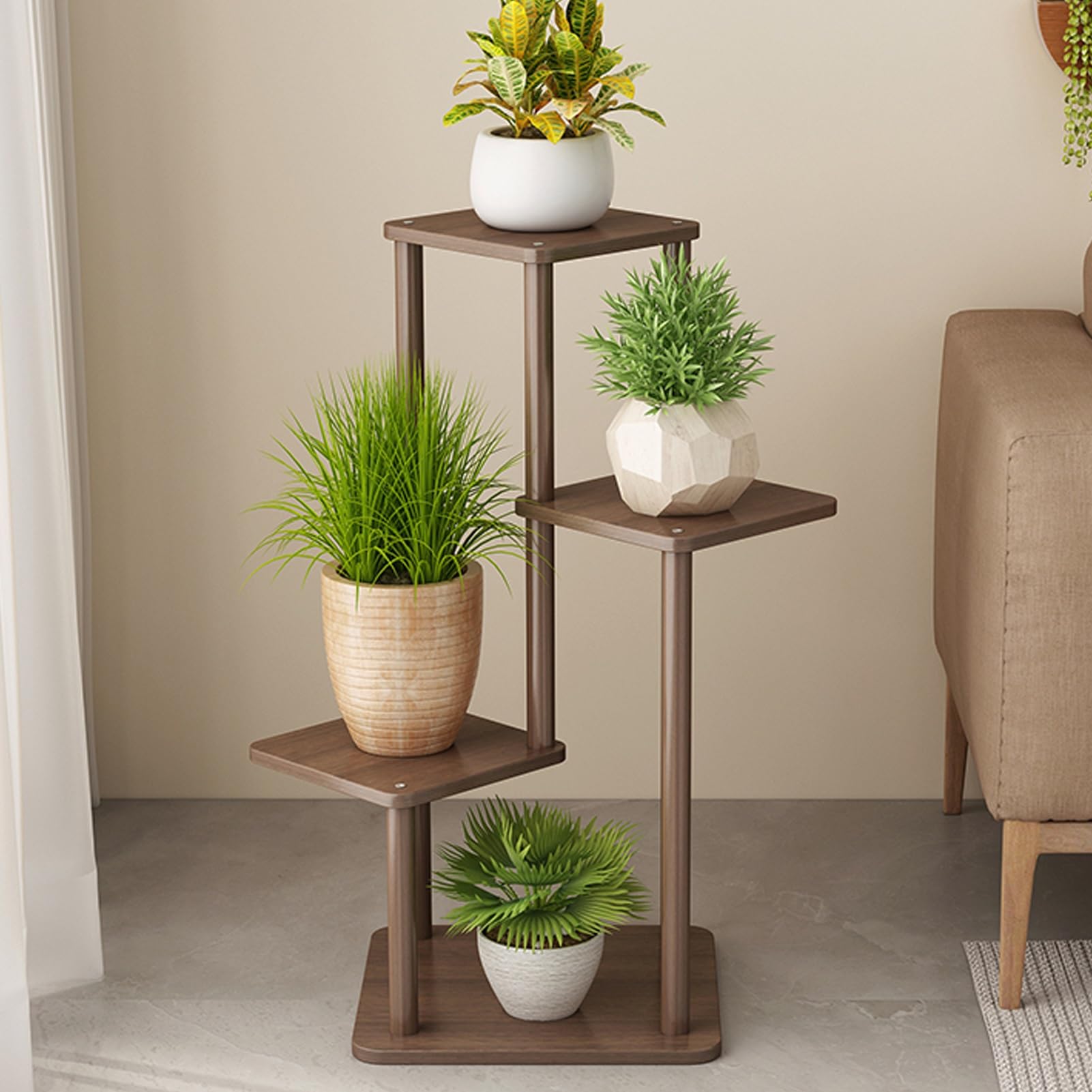 Generisch Stylish Multi-Tier Metal Plant Stand with Flower Display Bucket - Space-Saving Vertical Planter Holder for Indoor/Outdoor Home Garden Decor, Ideal for Plant Lovers