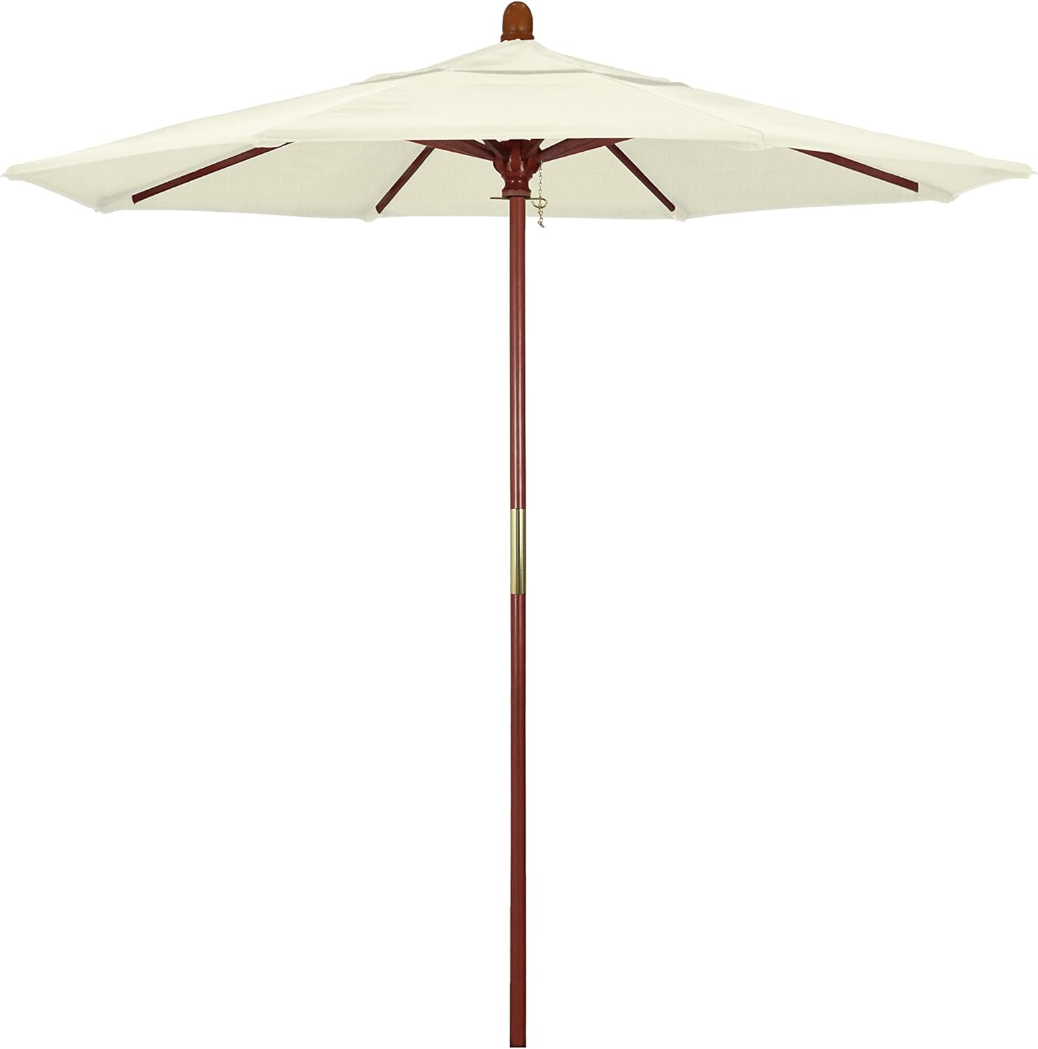 California Umbrella 7.5' Rd. Wooden Market Umbrella, Push Open Pin Stop