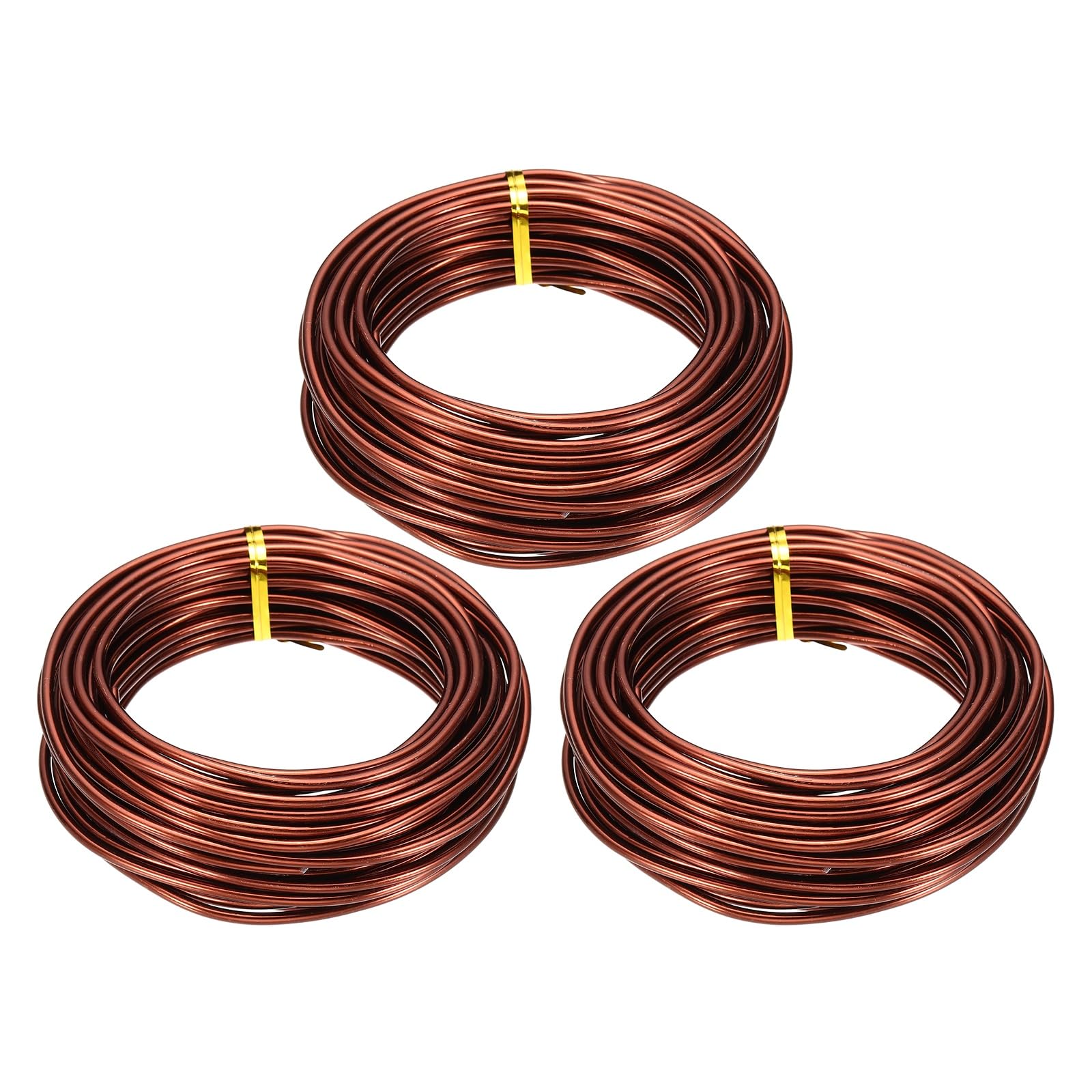 sourcing map 3 Roll Bonsai Wire 3mm Each Roll 32.8ft (10m) Anodized Aluminum Bonsai Wire for Gardening Tree Branch Fixing DIY Crafting, Bronze
