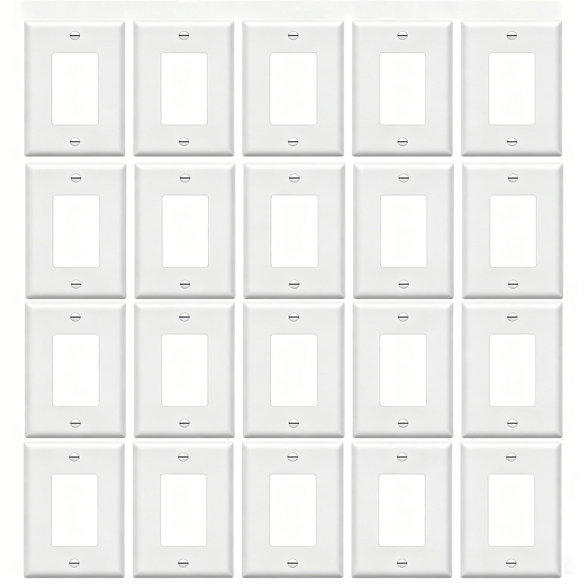 ZEFTV Over-Size Decorator Wall Plates 1-Gang 5.5" x 3.5" Switch Outlet Electrical Cover Plate Unbreakable Thermoplastic Faceplate for Light Receptacle Outlet Switch, White (20 Pack)