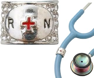 charMED Custom Stethoscope Charms - RN Charm - Gifts for Nurses, Doctors, Veterinarians, Technicians, Surgeons & Healthcare Professionals - Metal Silver 0.5" Ring Charm