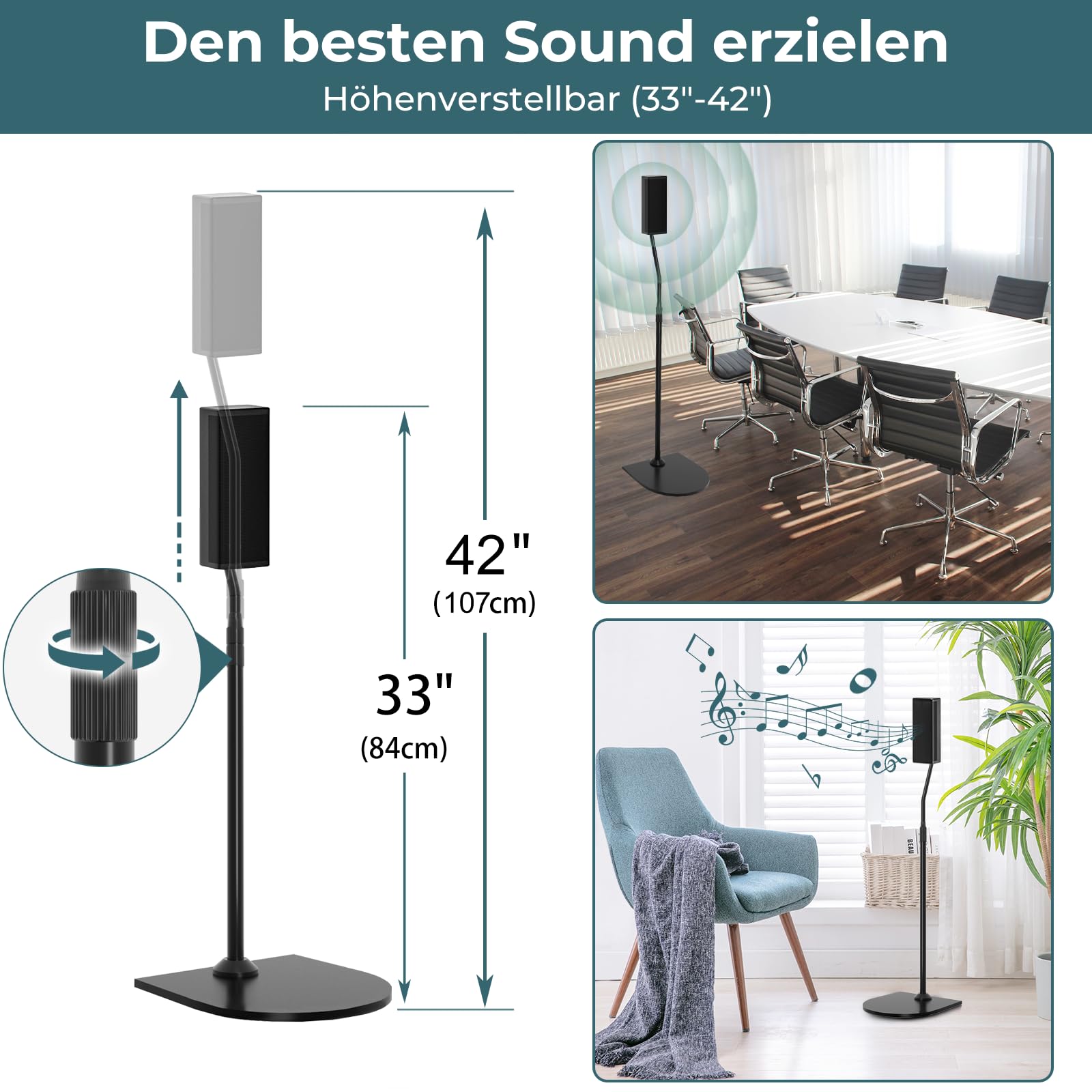 Höhenverstellbarer Ständer für Bose Surround 700, OmniJewel Lifestyle 650, für Bose-Lautsprecherständer mit Slideconnect Halterung, for CineMate GS Serie II, für OmniJewel Ständer